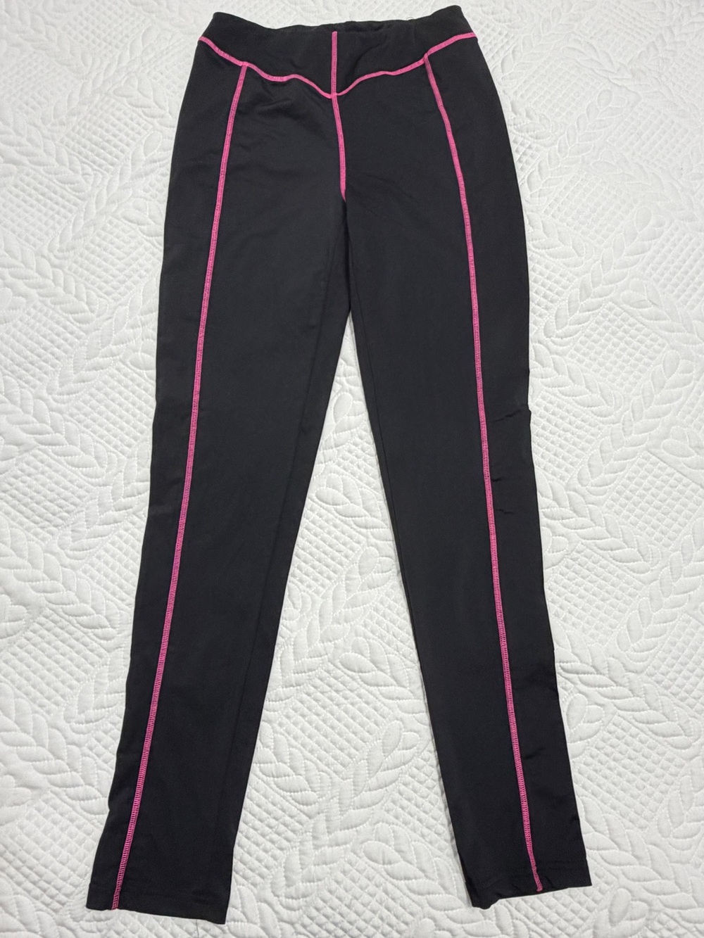 Fashion Nova | Black Leggings with Pink Stitching | Size Medium | Black & Pink